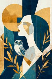 Femme avec hibou sur Poster Art Shop