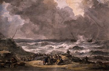 De schipbreuk van de driemaster Delphine bij Zandvoort, Johannes Christiaan Schotel