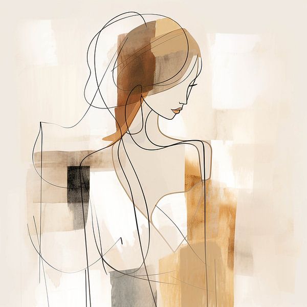 Oprechte Sereniteit Abstracte Vrouw in Beige en Bruin van Color Square