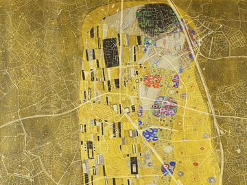 Carte de Helmond avec le Baiser de Gustav Klimt sur Map Art Studio