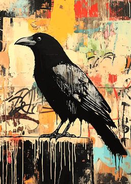 Kraai voor een abstracte graffiti achtergrond van Pixelbull Design