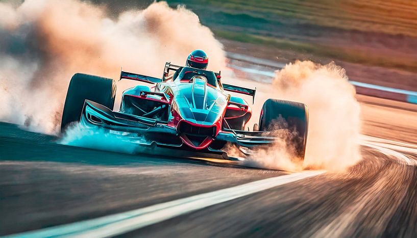 Racewagens in het landschap van Mustafa Kurnaz