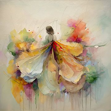 Abstract - Vrouw met bloemenrok van Studio Pieternel