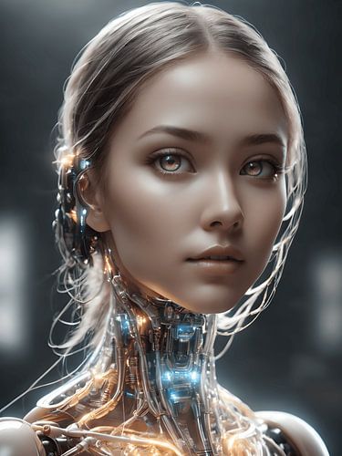 Een portret van een Futuristische Robotica toekomst vrouw