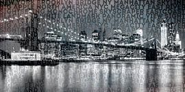 Urban-Art NYC Brooklyn Bridge III van Melanie Viola