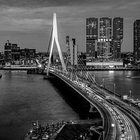 Skyline Rotterdam bei Nacht - Rotterdams Schönstes!  ZW von Sylvester Lobé