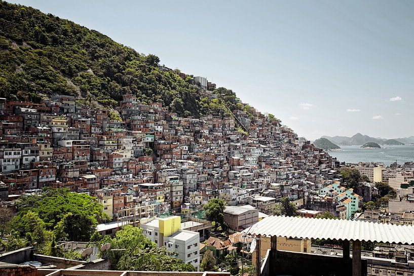 Houses stand on a hill in the Rocinha slum of Rio de Janeiro, Brazil. by Tjeerd Kruse