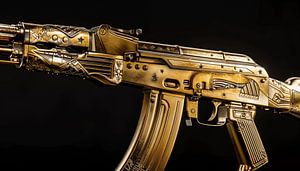 Golden ak 47 Kalashnikov close up