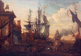 Hendrik van Minderhout, Een mediterrane haven, 1691 van Atelier Liesjes