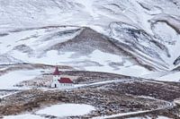 Church in Iceland's beautiful winter landscape