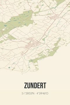 Vintage landkaart van Zundert (Noord-Brabant) van MijnStadsPoster