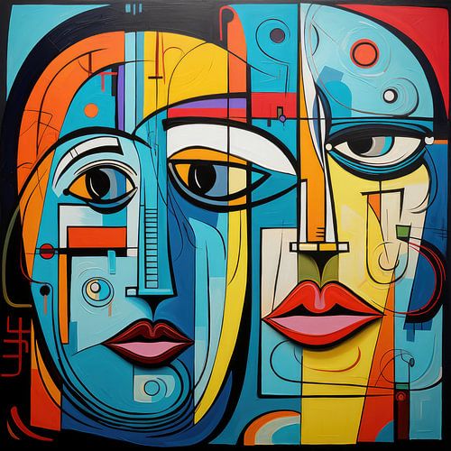 Face abstract in shapes and colours