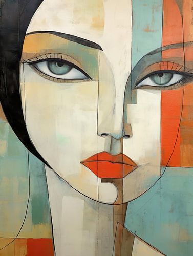 modernes abstraktes Gemälde eines Frauengesichts