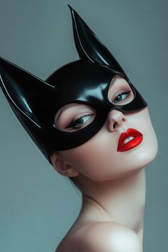 Fascinating portrait in cat mask by Poster Art Shop