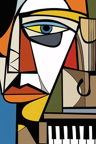 Kubistisch portret van een muzikant
