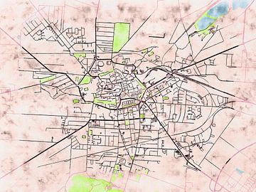 Kaart van Halberstadt in de stijl 'Soothing Spring' van Maporia