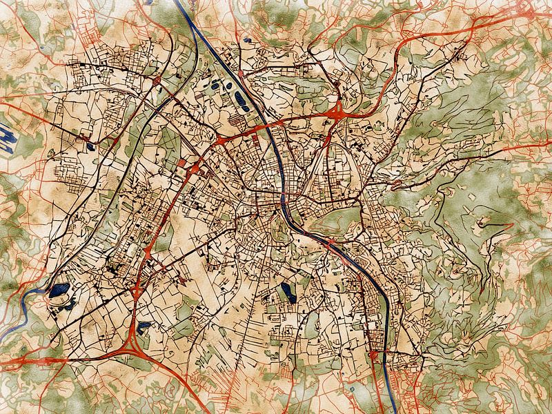 Map of Salzburg with the style 'Serene Summer' by Maporia