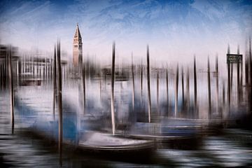 Digital Art VENICE Canal Grande & Toren van San Marco  van Melanie Viola