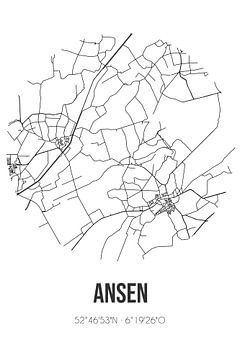 Ansen (Drenthe) | Karte | Schwarz und weiß von Rezona