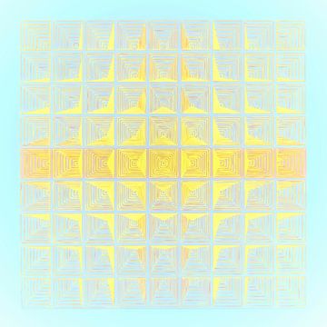 Gouden Zon Abstract Geïnspireerd door Piet Mondriaan van Mad Dog Art