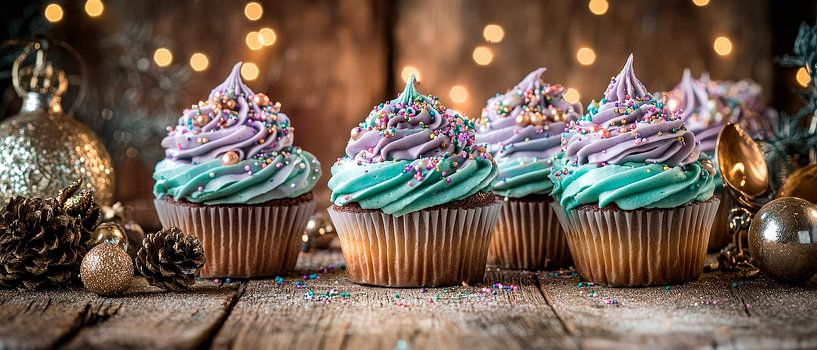 Festliche Cupcakes mit buntem Frosting von Poster Art Shop