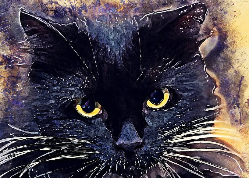 Cat animal watercolor art #cat #kitten by JBJart Justyna Jaszke