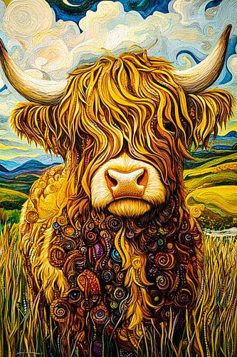 Schotse hooglander in kleurrijke natuur