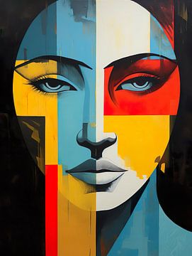 modern abstract painting of woman's face
