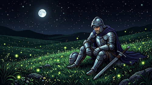 Der müde Ritter's Einsamkeit im Vollmondlicht