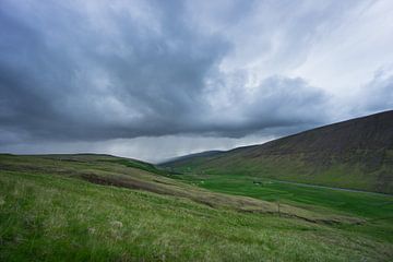 IJsland - Regen op komst naar groene natuurlijke vallei van adventure-photos