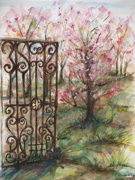 Voorjaar in de Algarve. Handgeschilderde aquarel. van Ineke de Rijk