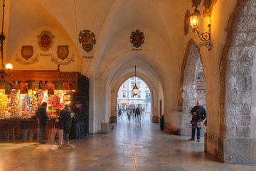 Salles en tissu de Cracovie au crépuscule, Cracovie, Pologne, Europe