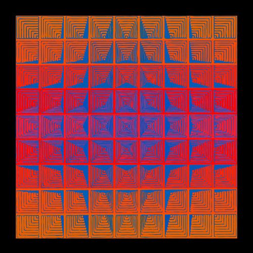 Verner Panton geïnspireerde zongekleurde abstractie