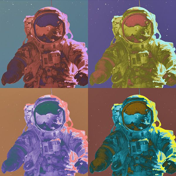 Warhol Space Pop - Astronaut Art Print by Arjen Roos