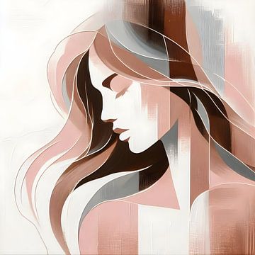 Modern Abstract Roze Vrouw van FoXo Art