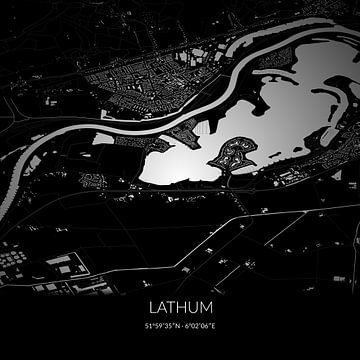 Schwarz-weiße Karte von Lathum, Gelderland. von Rezona