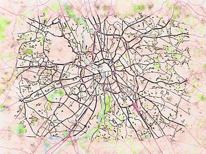 Karte von Toulouse im stil 'Soothing Spring'