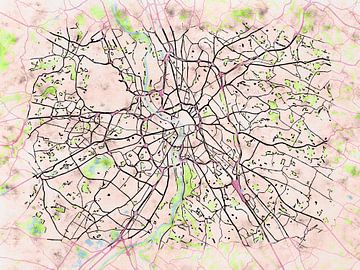 Kaart van Toulouse in de stijl 'Soothing Spring' van Maporia