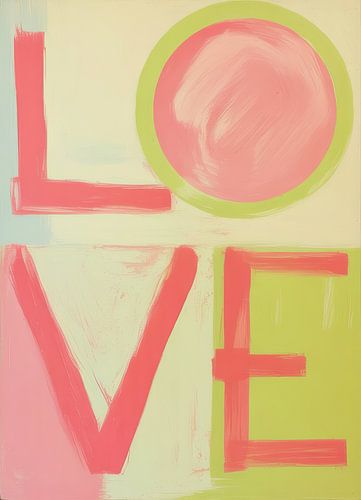 Abstract LOVE-ontwerp: rood, roze & beige