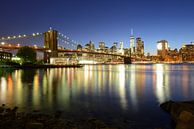Pont de Brooklyn et horizon de Manhattan New York en soirée par Merijn van der Vliet Aperçu