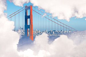 Le Golden Gate Bridge derrière les nuages