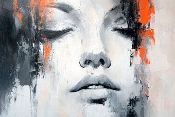 Abstraktes Porträt in Grautönen von Poster Art Shop