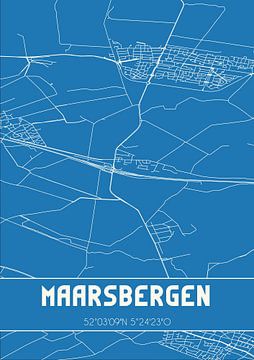 Blauwdruk | Landkaart | Maarsbergen (Utrecht) van MijnStadsPoster