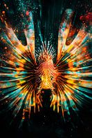 Neon abstract lionfish kunstwerk