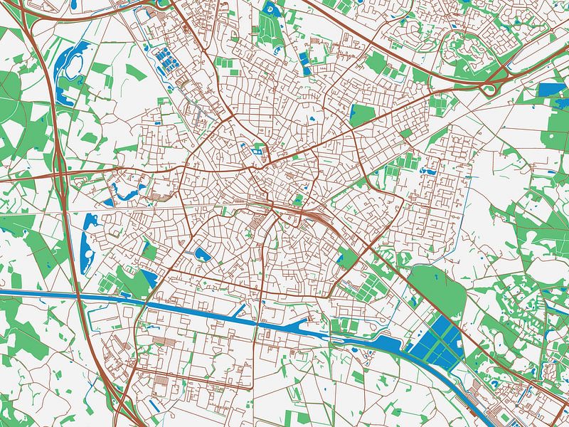 Map of Hengelo in the style Urban Ivory by De Kaartenwinkel