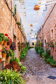 Belle rue dans le vieux village de Valldemossa à Majorque sur Alex Winter