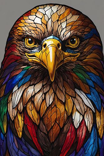 Vivid Stained Glass Eagle Mosaic Portrait