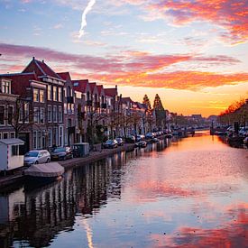 Oude Singel, Leiden bei Sonnenaufgang von Franck Doho