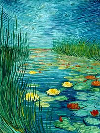 Seerosenteich unter Sternenhimmel von May