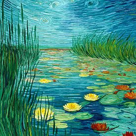 Seerosenteich unter Sternenhimmel von May